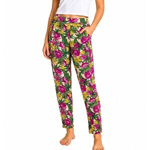 H&M Floral Harlem Pants Size 8 Palm Tropical Summer Like New